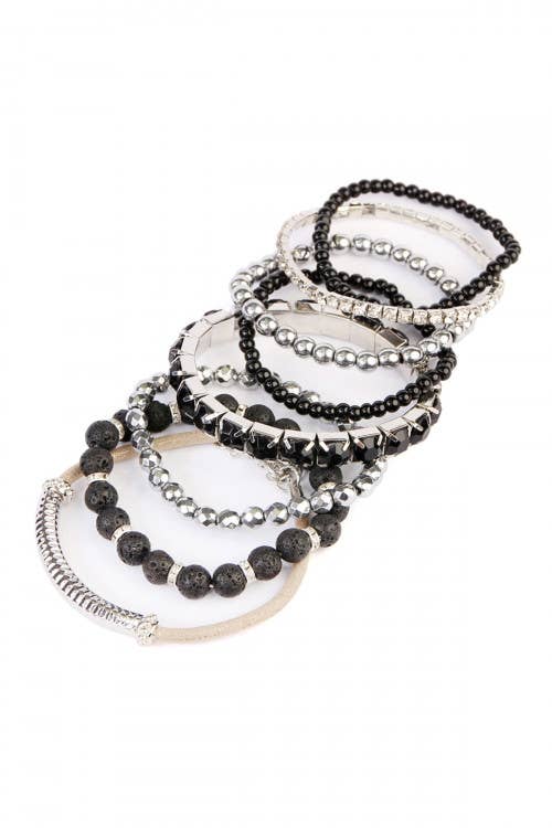 Mixed Beads Charm Multi Line Bracelet