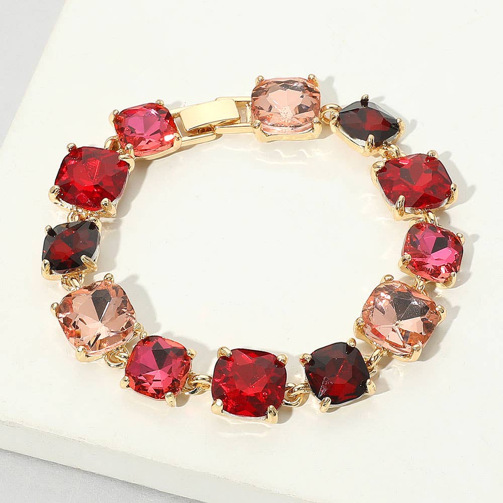 Cushion Square Stone Link Evening Bracelet