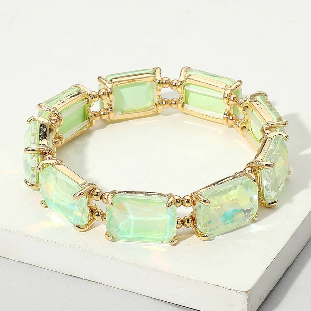Cushion Rectangle Stone Stretch Evening Bracelet