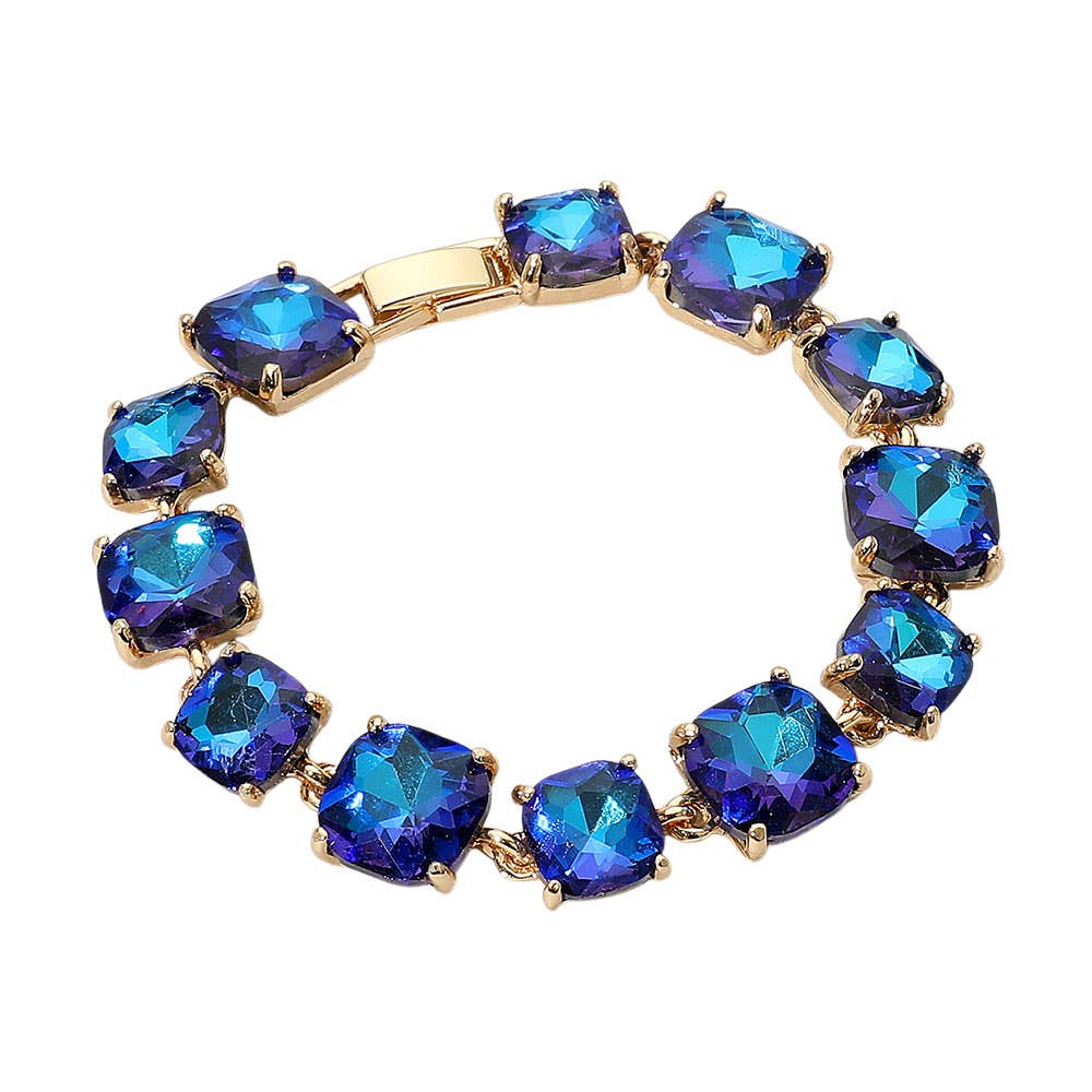 Cushion Square Stone Link Evening Bracelet