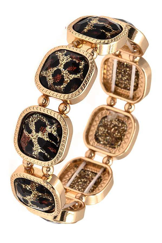 FACETED SQUARE GEM LINK BRACELET 394