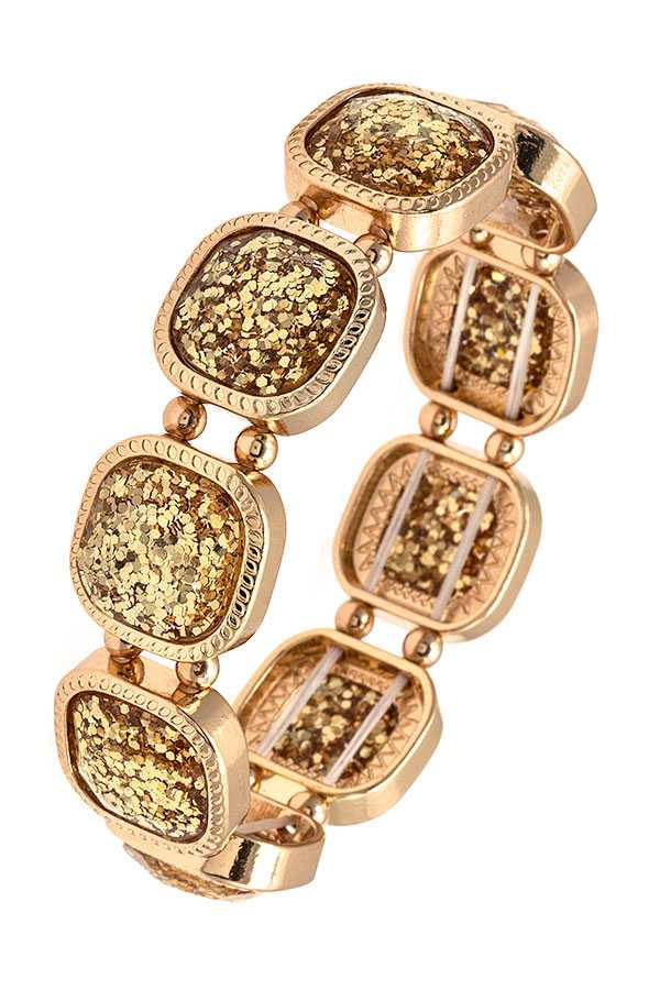 FACETED SQUARE GEM LINK BRACELET 394