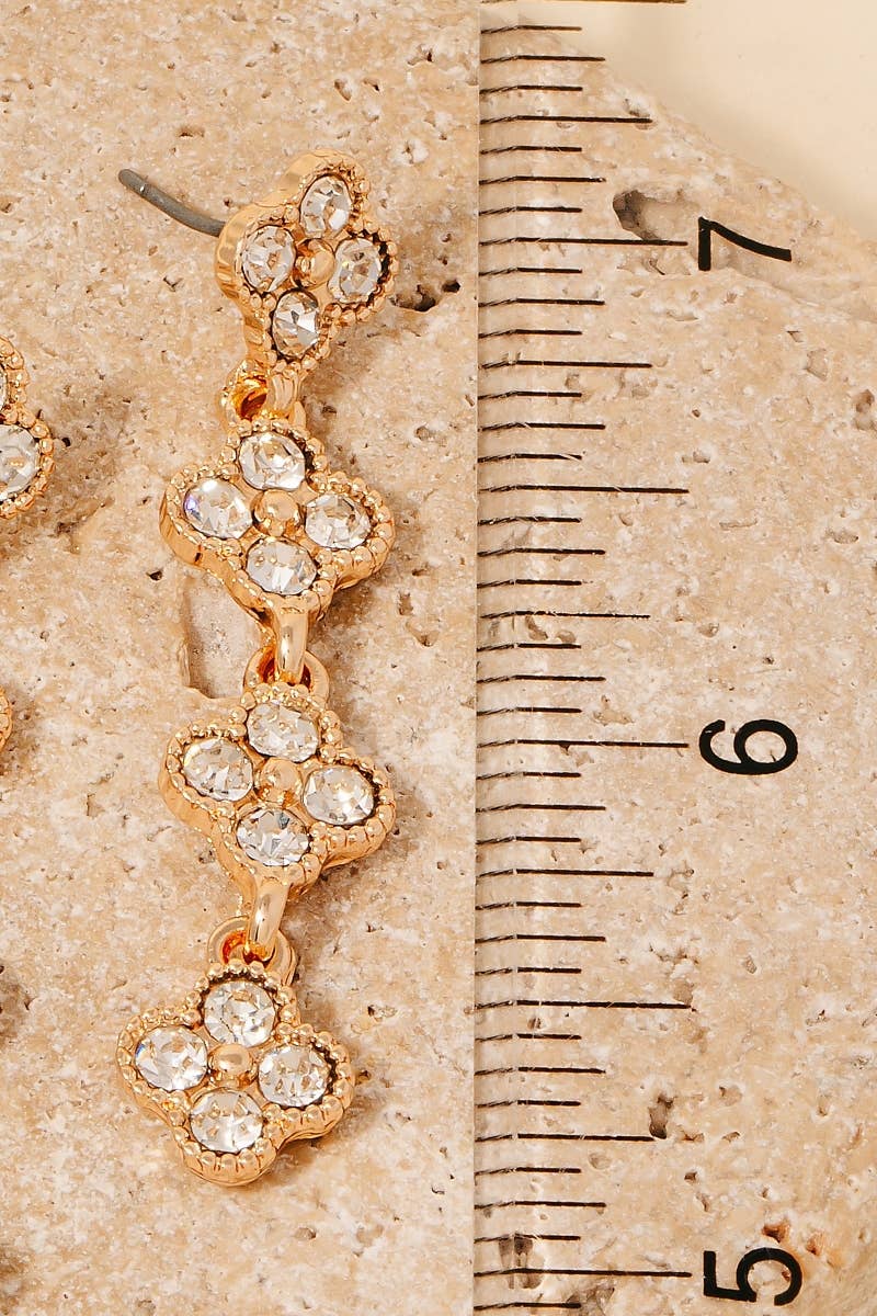 Pave Clover Chain Dangle Earrings