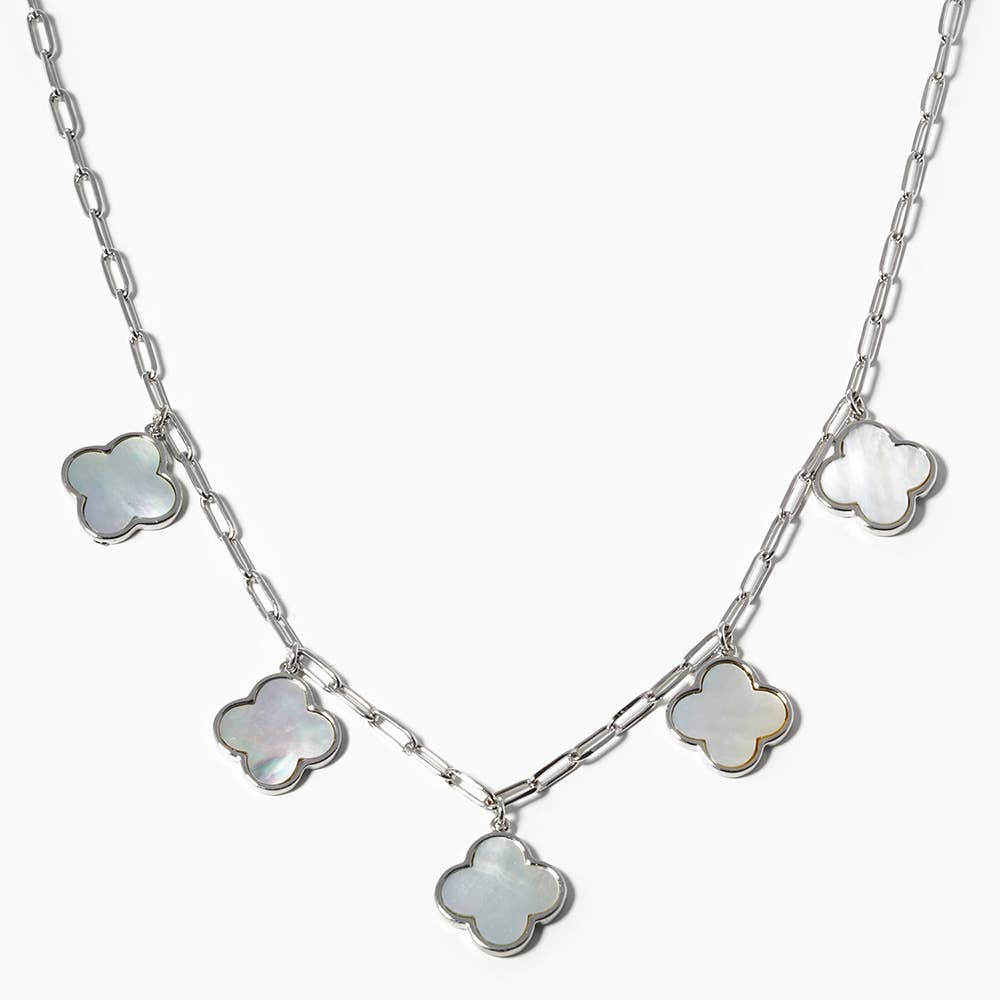 Gold Dipped Quatrefoil Pendant Station Necklace