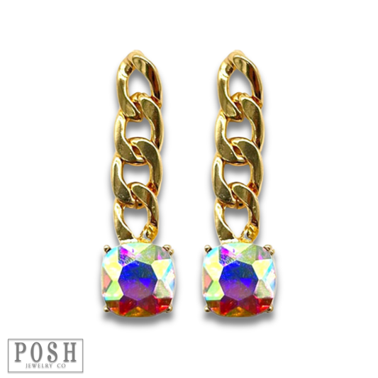 Square rhinestone drop earring
