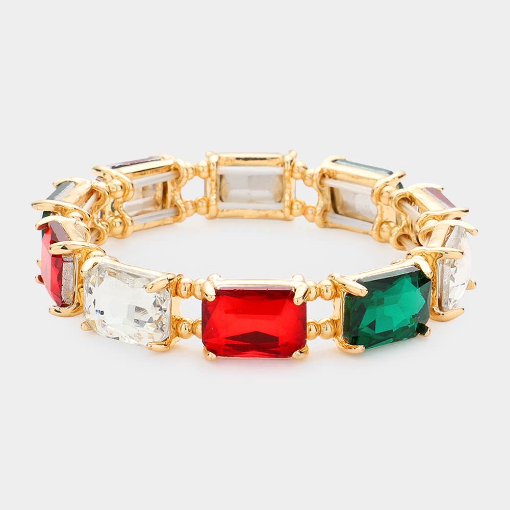 Emerald Cut Stone Stretch Evening Bracelet