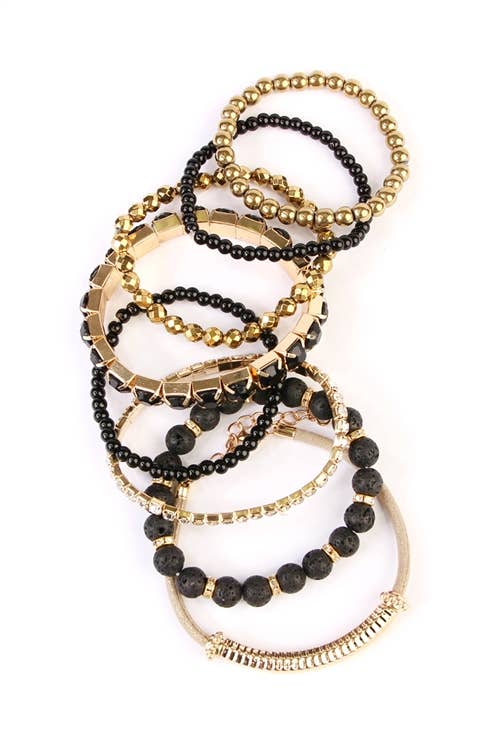 Mixed Beads Charm Multi Line Bracelet