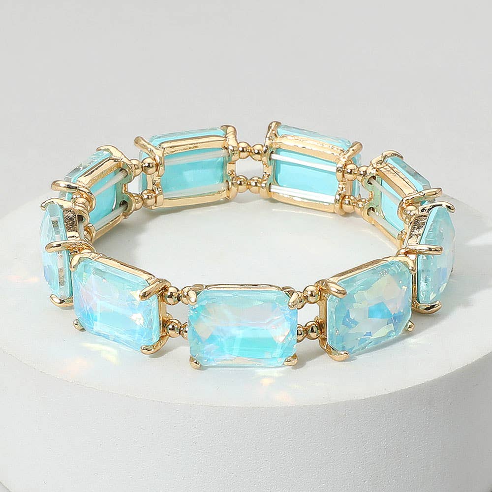 Cushion Rectangle Stone Stretch Evening Bracelet