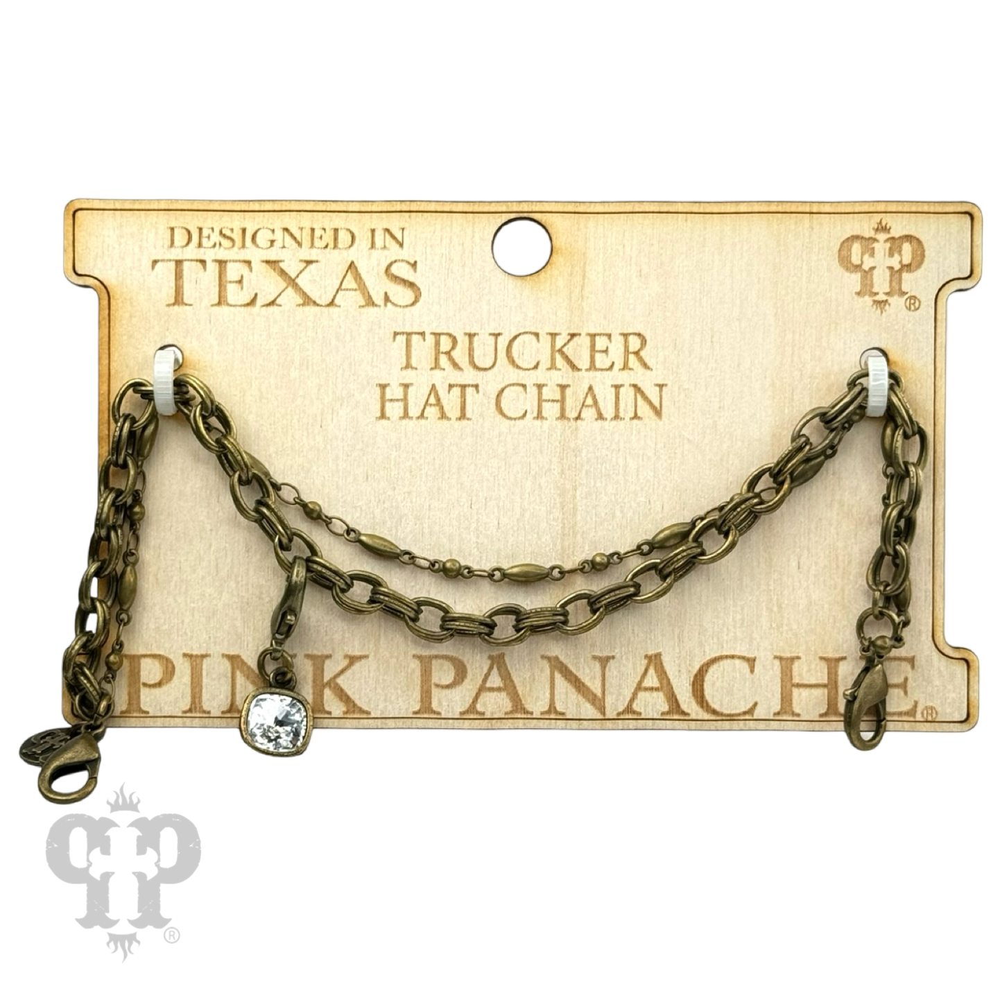Trucker hat double chain with crystal drop