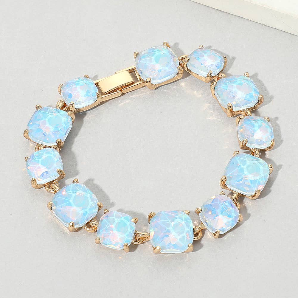 Cushion Square Stone Link Evening Bracelet