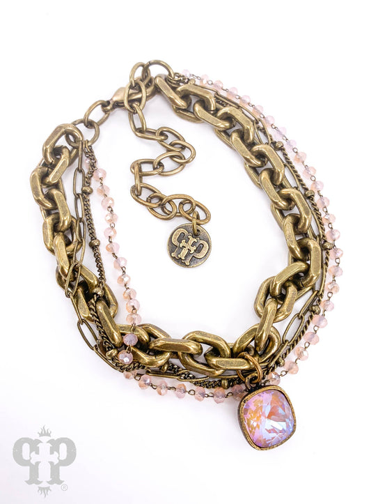 Crystal and chain bracelet with Austrian crystal