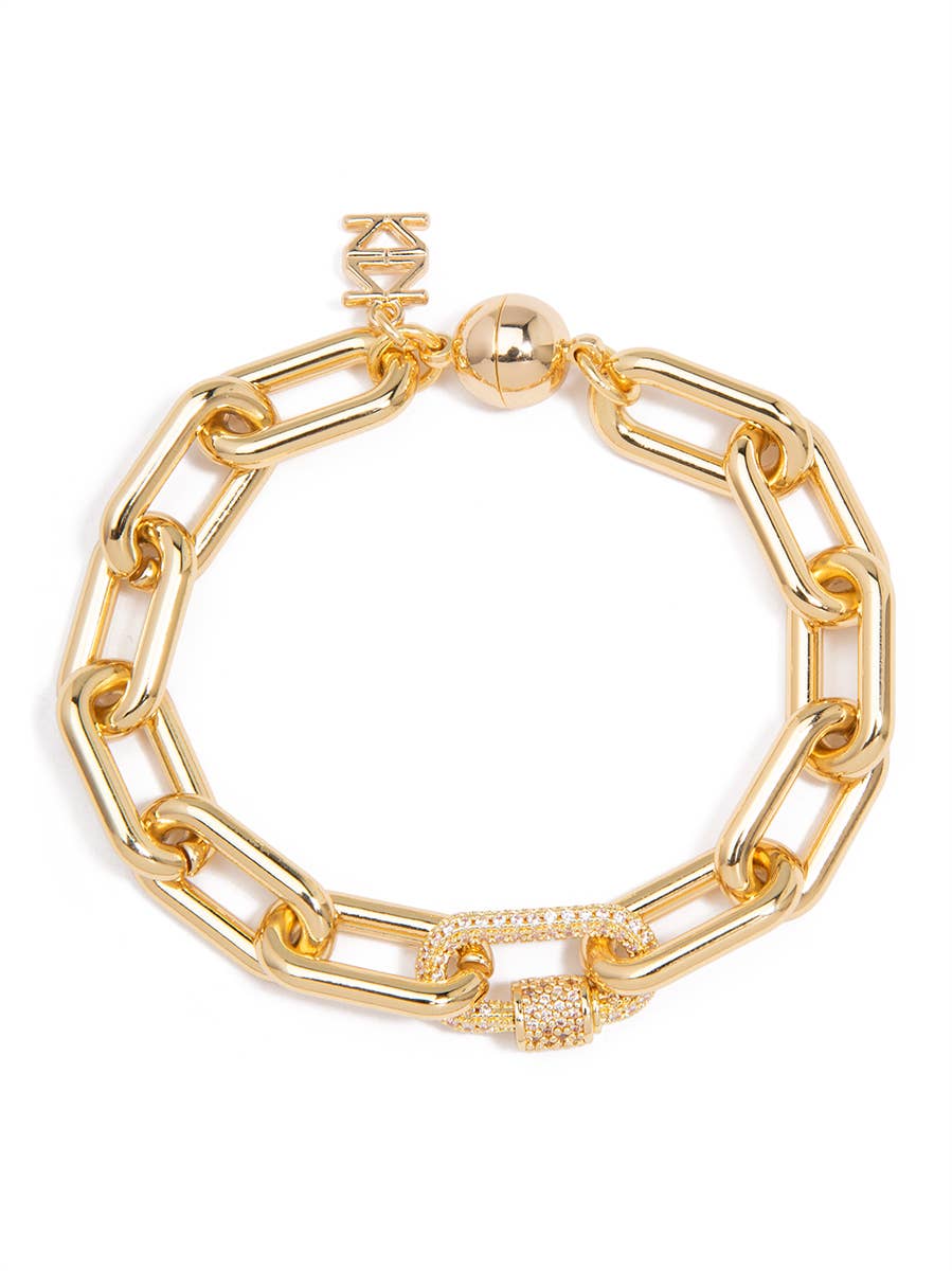 Crystal Charm Silver Link Bracelet