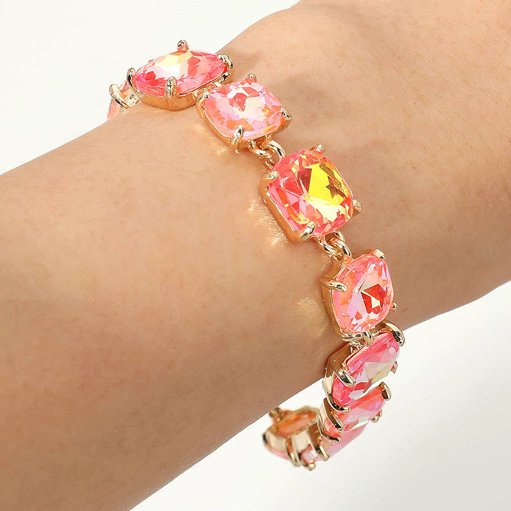 Cushion Square Stone Link Evening Bracelet