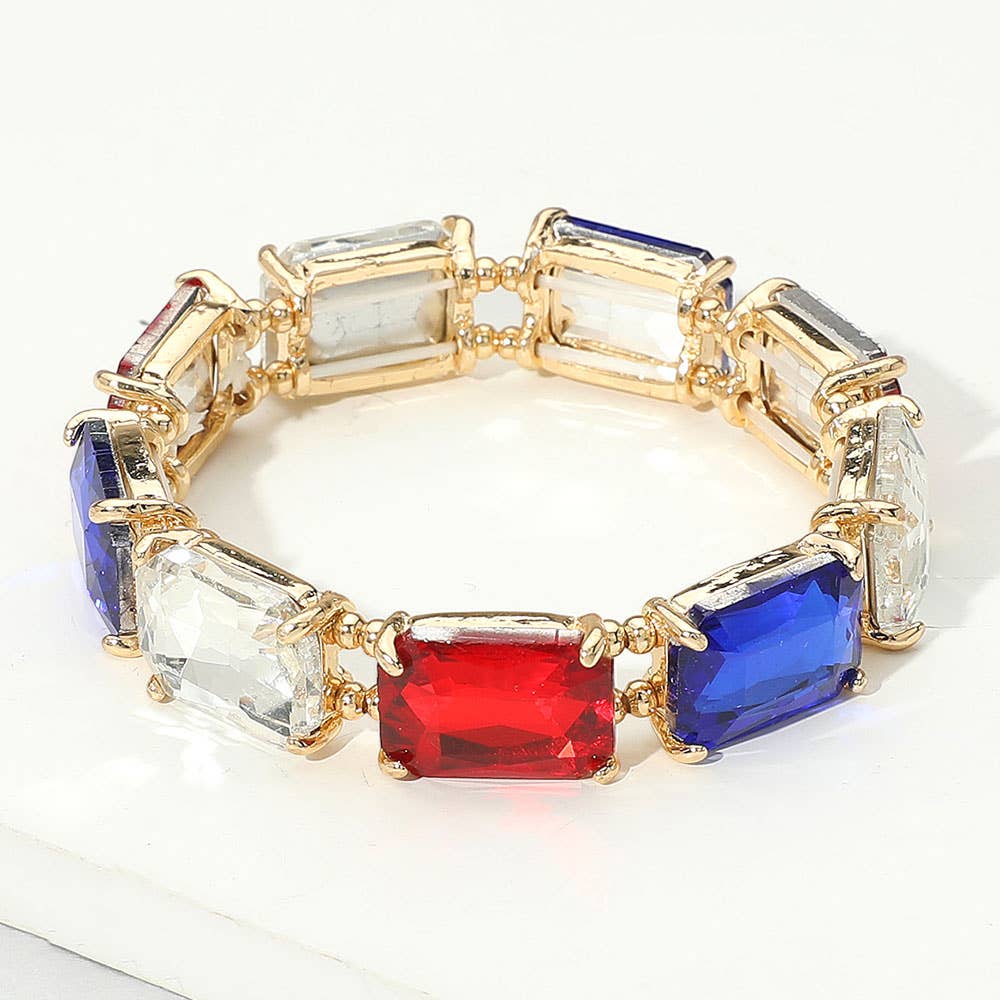 Cushion Rectangle Stone Stretch Evening Bracelet