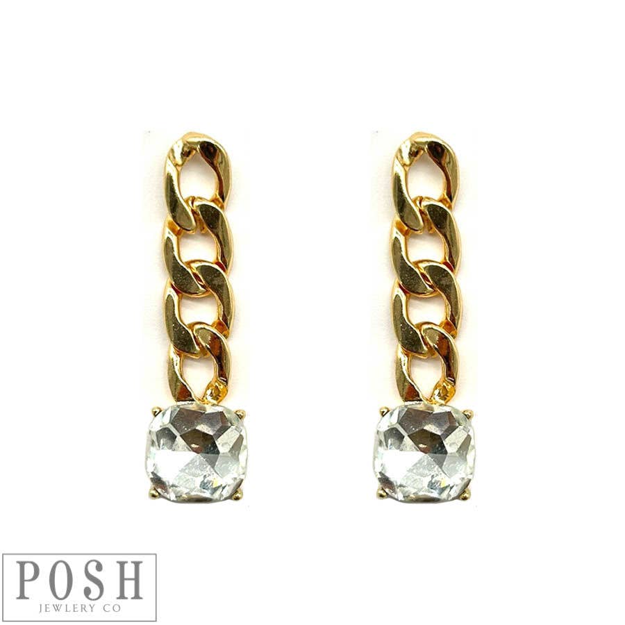 Square rhinestone drop earring