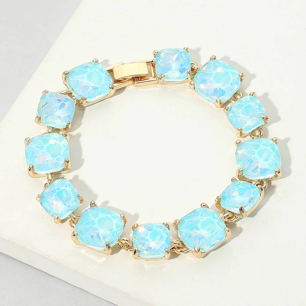 Cushion Square Stone Link Evening Bracelet