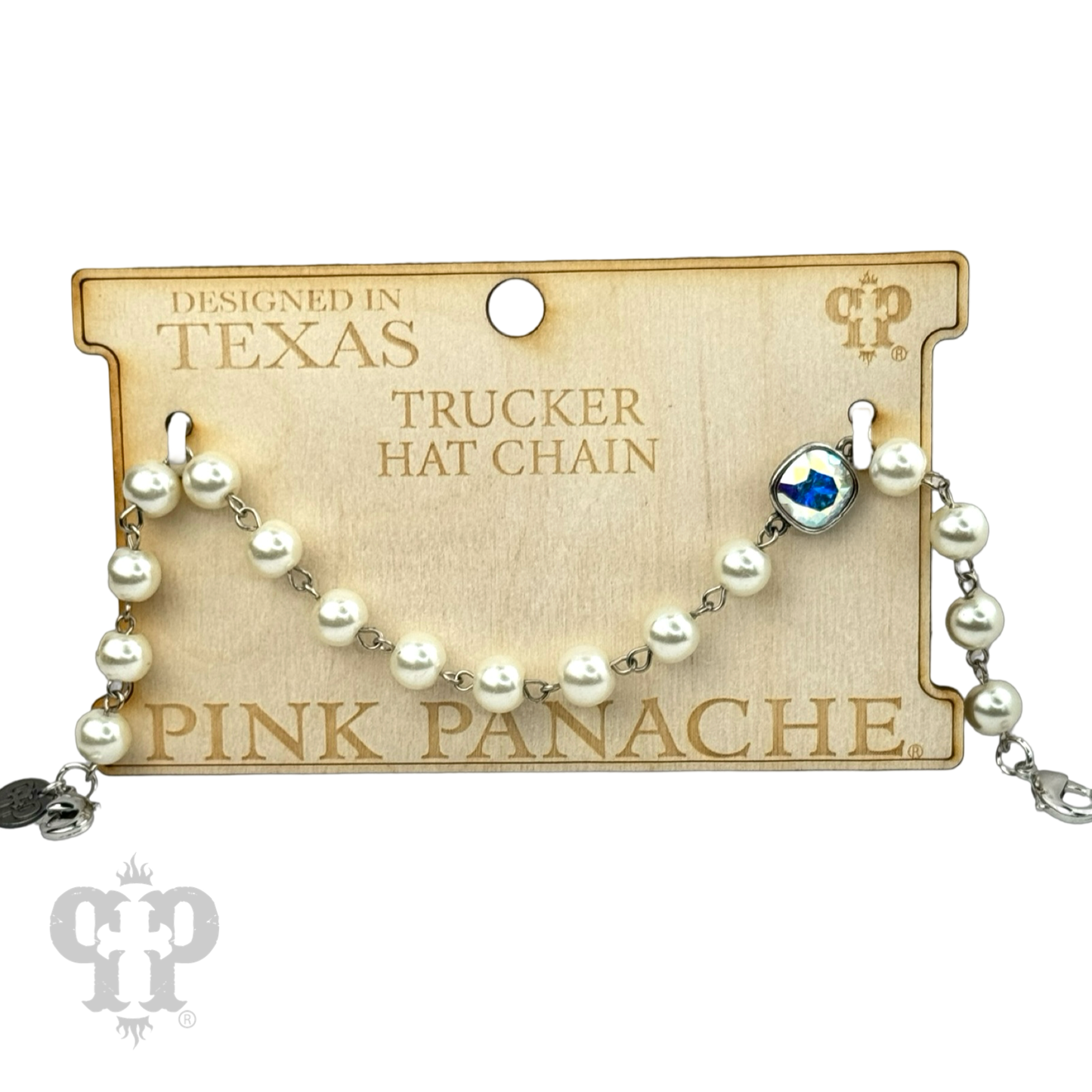 Trucker hat pearl bead chain with Austrian crystal