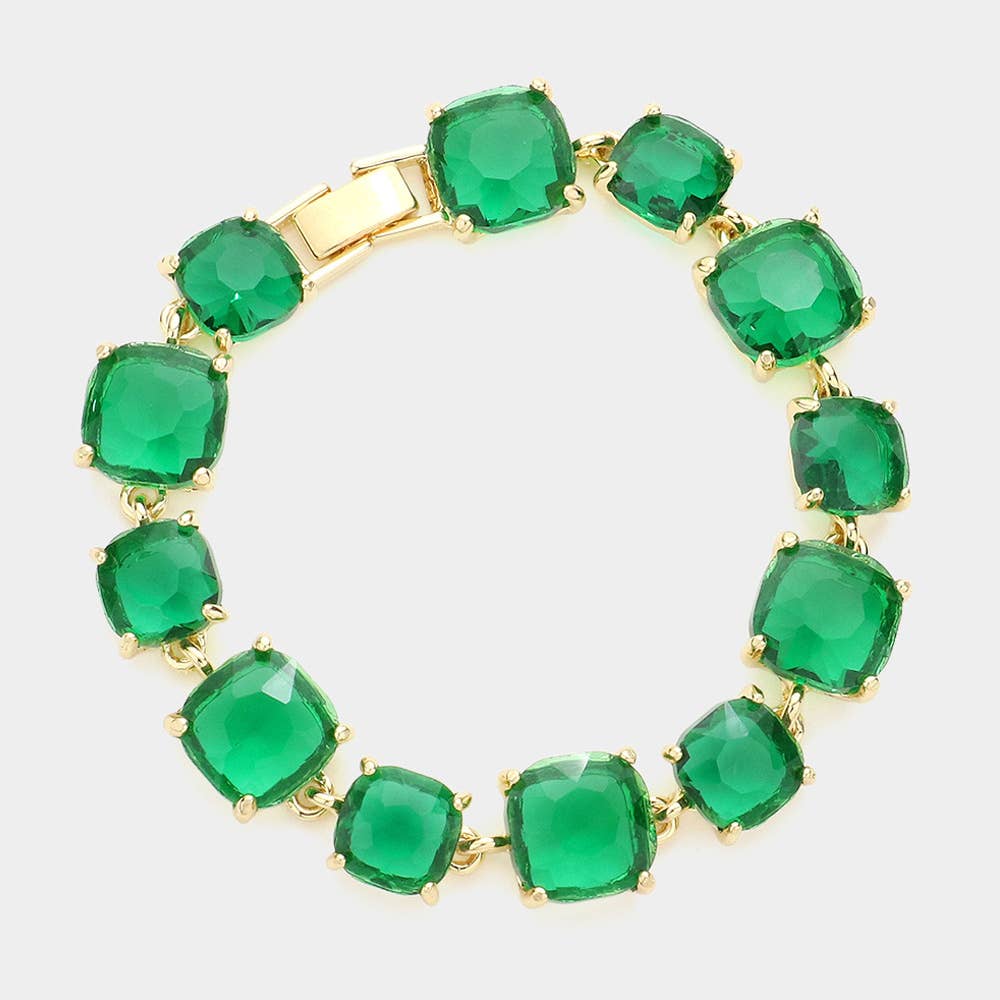 Cushion Square Stone Link Evening Bracelet