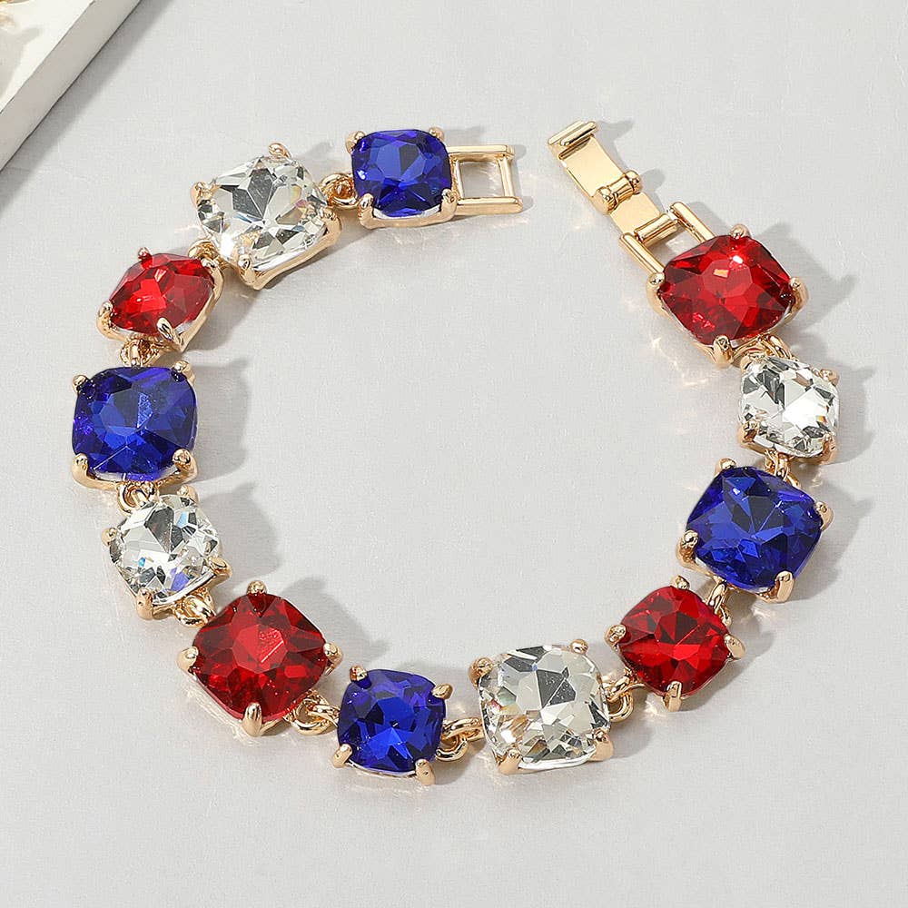 Cushion Square Stone Link Evening Bracelet