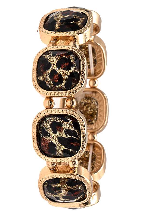 FACETED SQUARE GEM LINK BRACELET 394