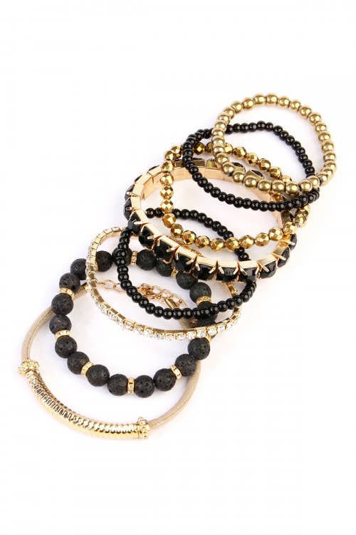 Mixed Beads Charm Multi Line Bracelet