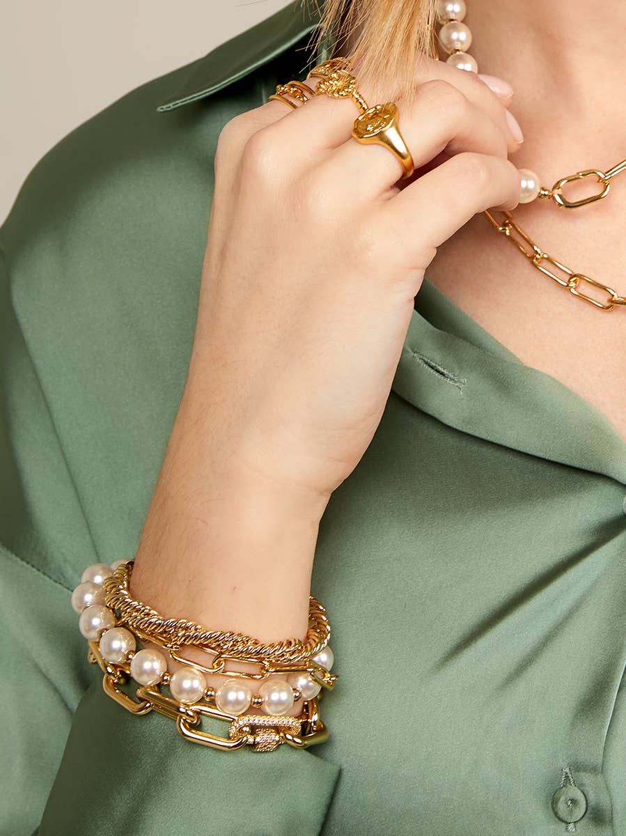 Crystal Charm Silver Link Bracelet