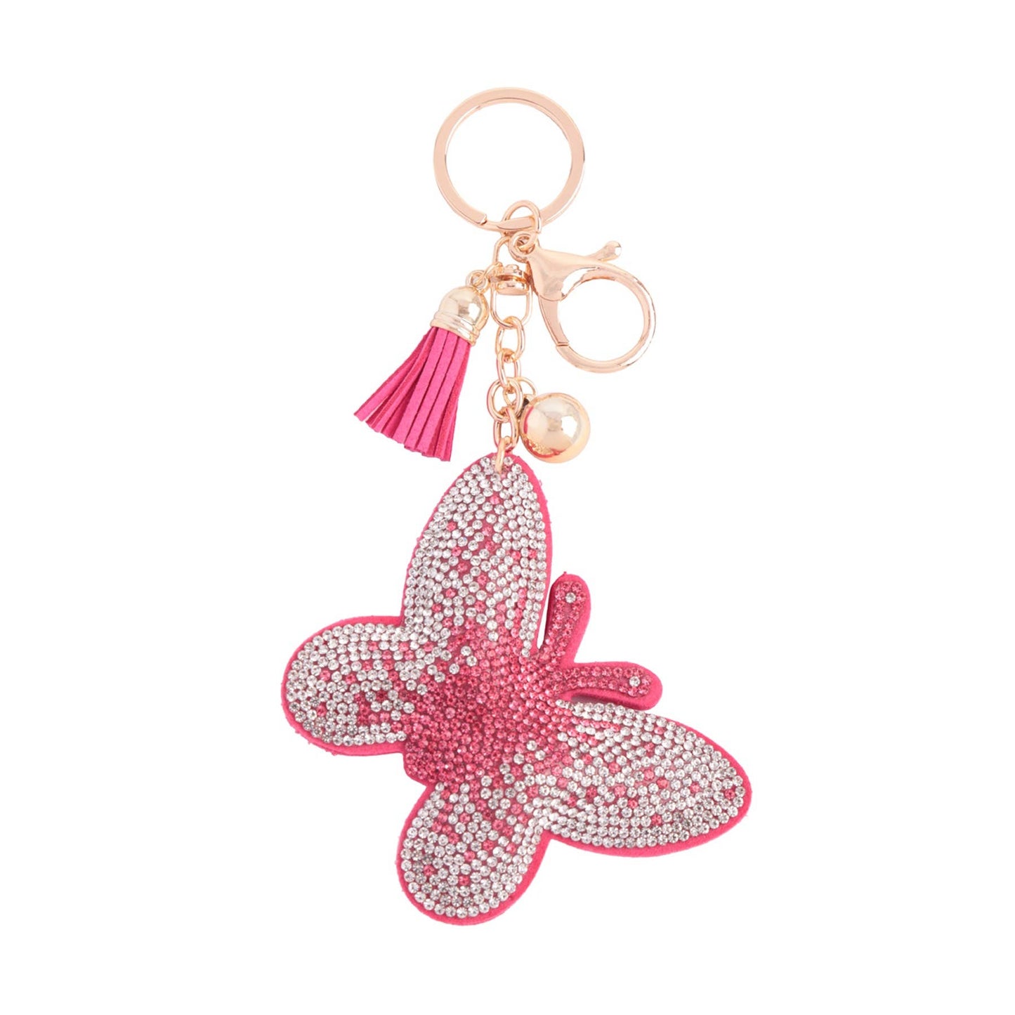Butterfly Rhinestone Tassel Keychain