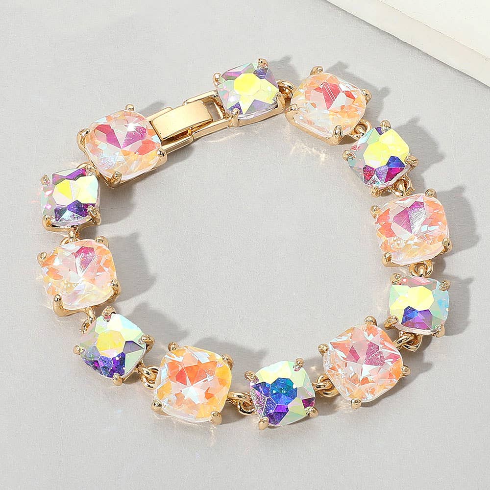 Cushion Square Stone Link Evening Bracelet