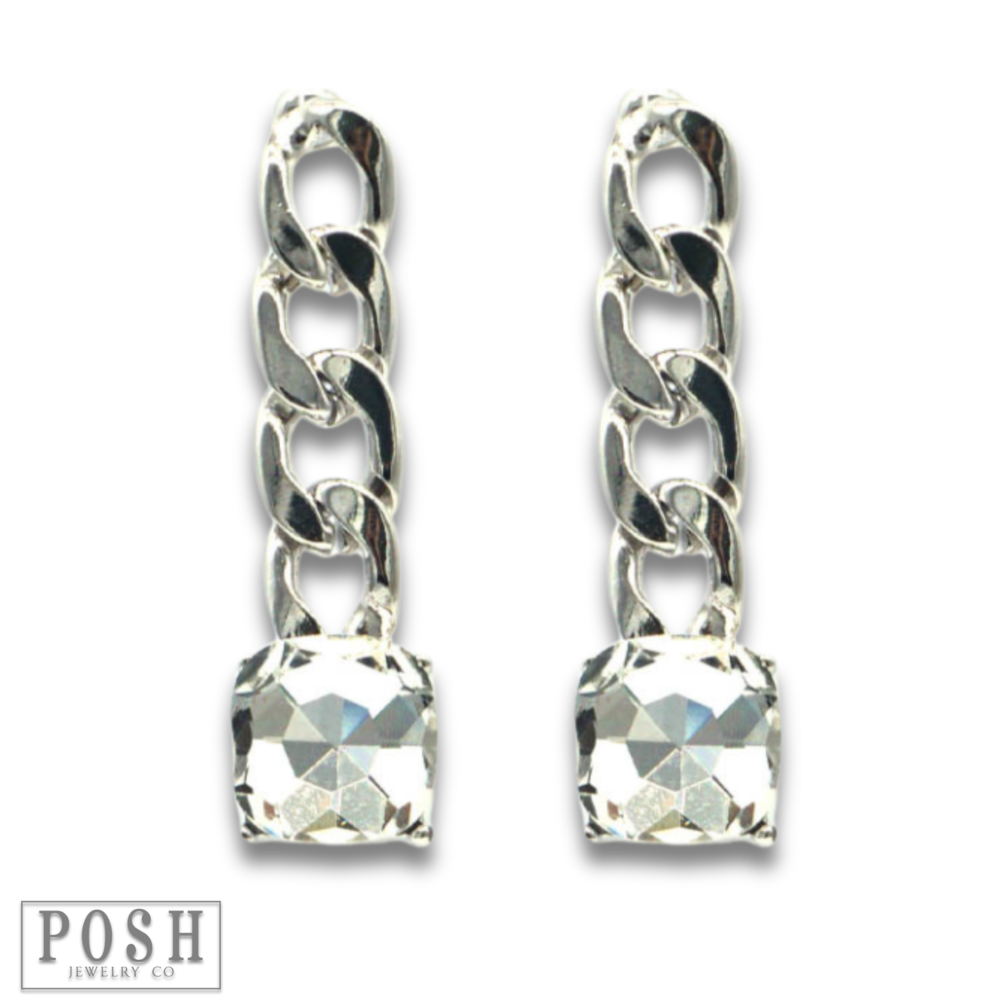 Square rhinestone drop earring