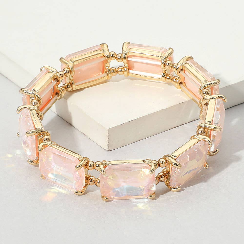 Cushion Rectangle Stone Stretch Evening Bracelet