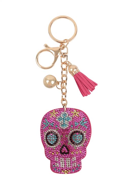 Sugar Skull Rhinestone Tassel Keychain Accessories