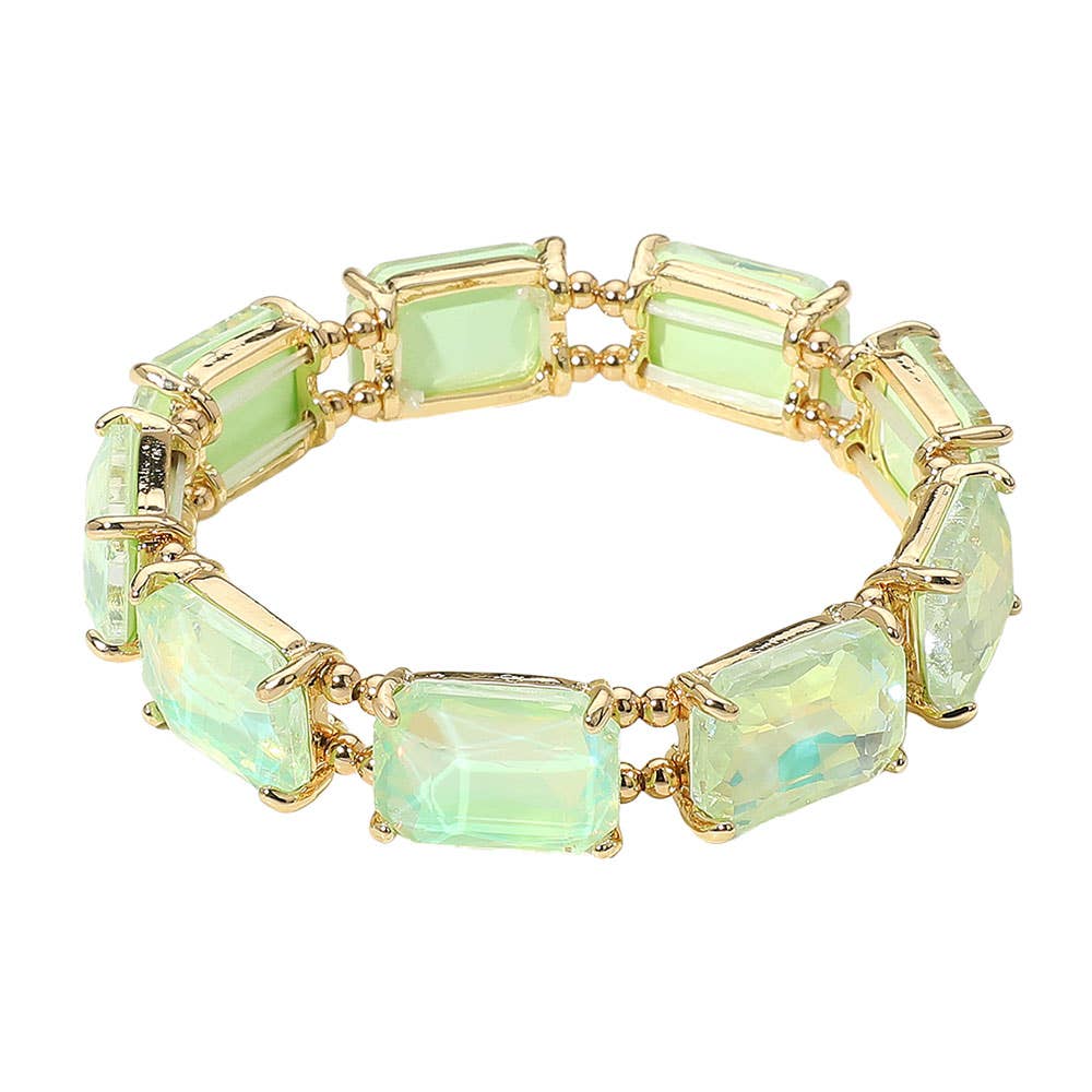 Cushion Rectangle Stone Stretch Evening Bracelet