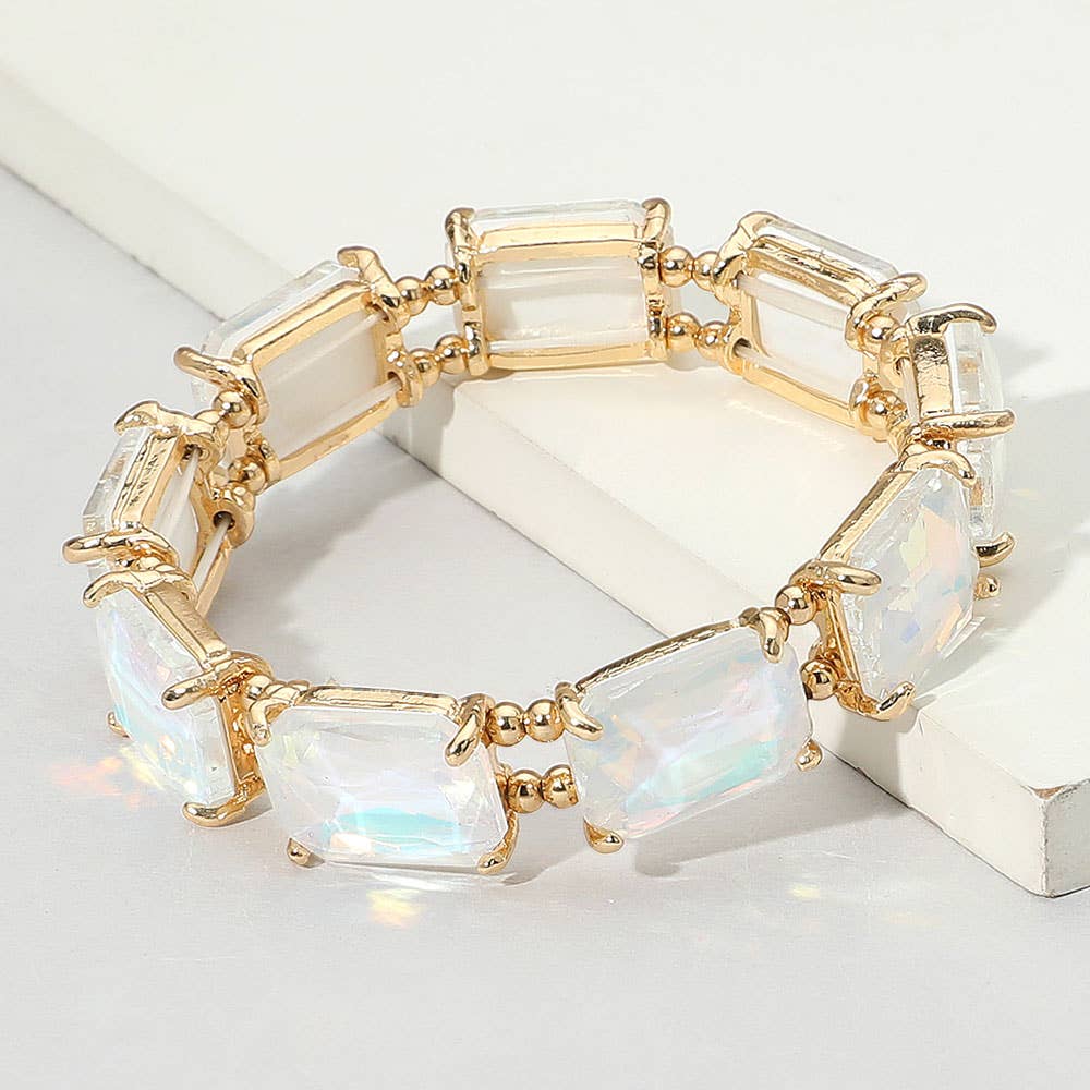 Cushion Rectangle Stone Stretch Evening Bracelet