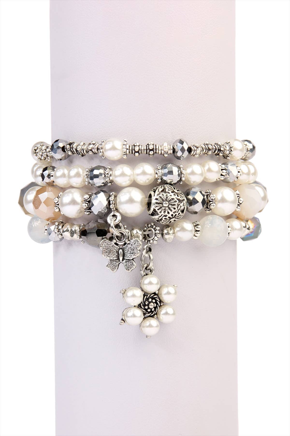 Butterfly, Pearl Classy Stackable Bracelet