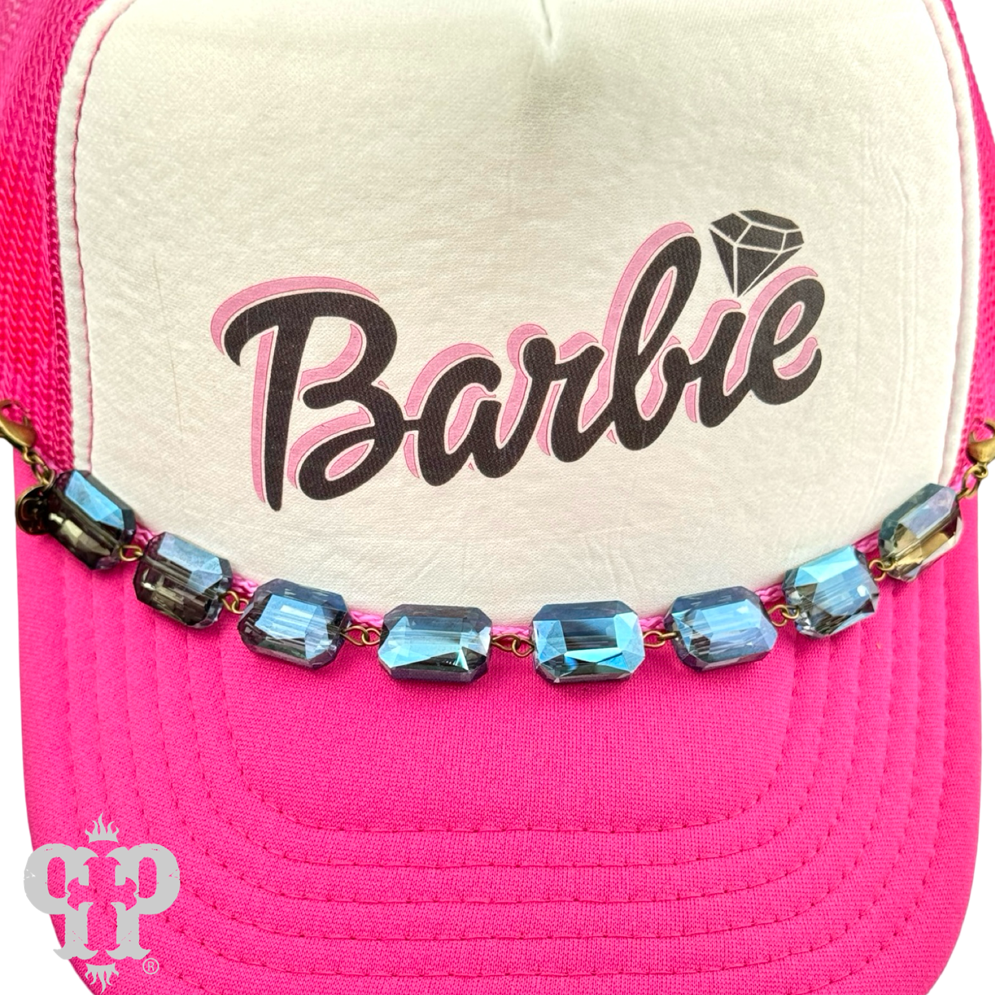 Trucker hat rectangle crystal bead chain