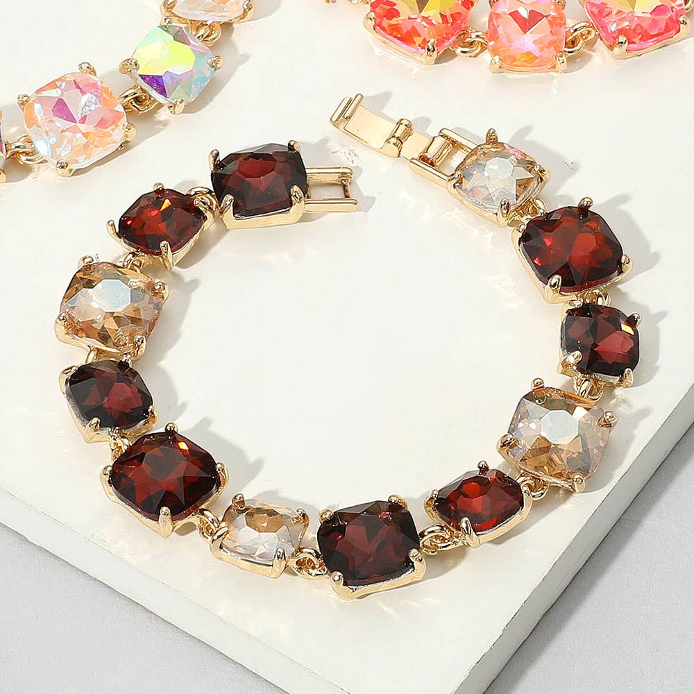 Cushion Square Stone Link Evening Bracelet