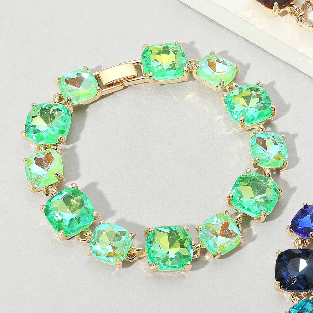 Cushion Square Stone Link Evening Bracelet