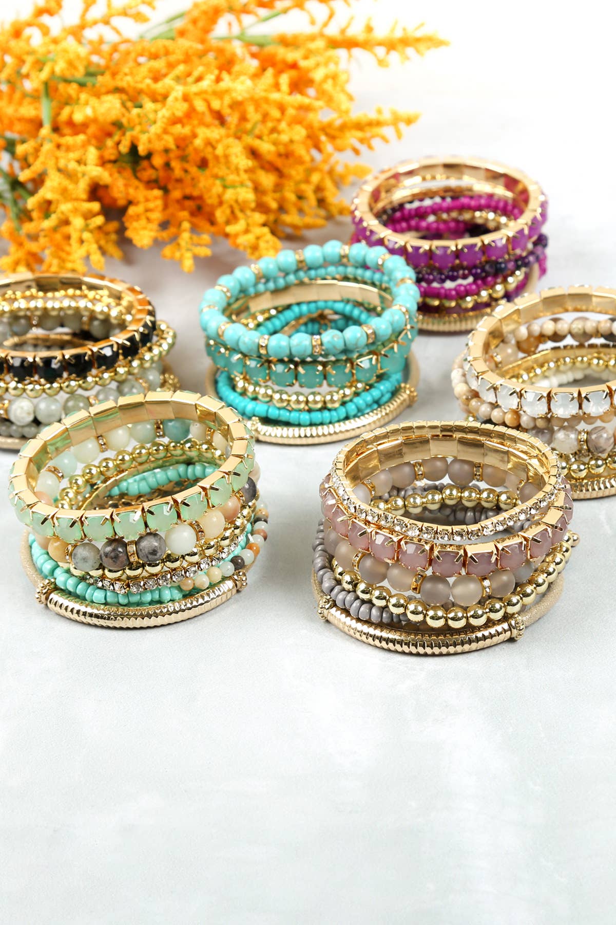 Regular Size Stack-able Beads Bracelet Set