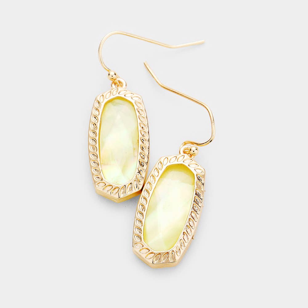 Glitter Leopard Hexagon Stone Dangle Earrings
