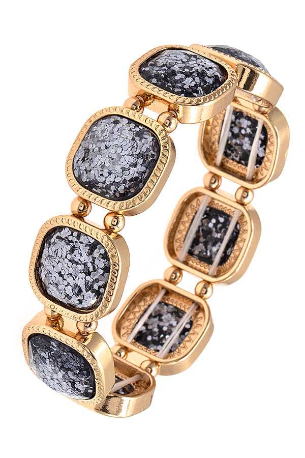 FACETED SQUARE GEM LINK BRACELET 394