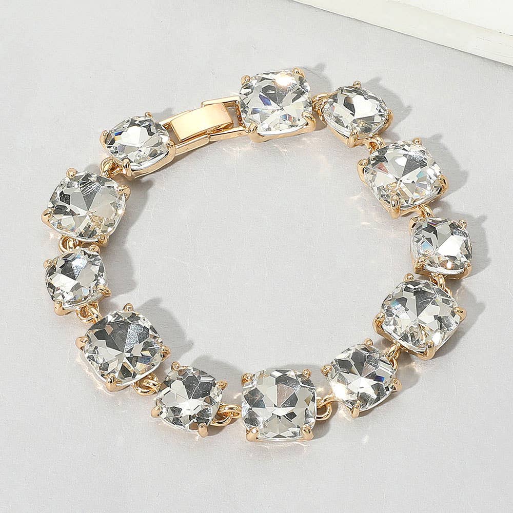 Cushion Square Stone Link Evening Bracelet