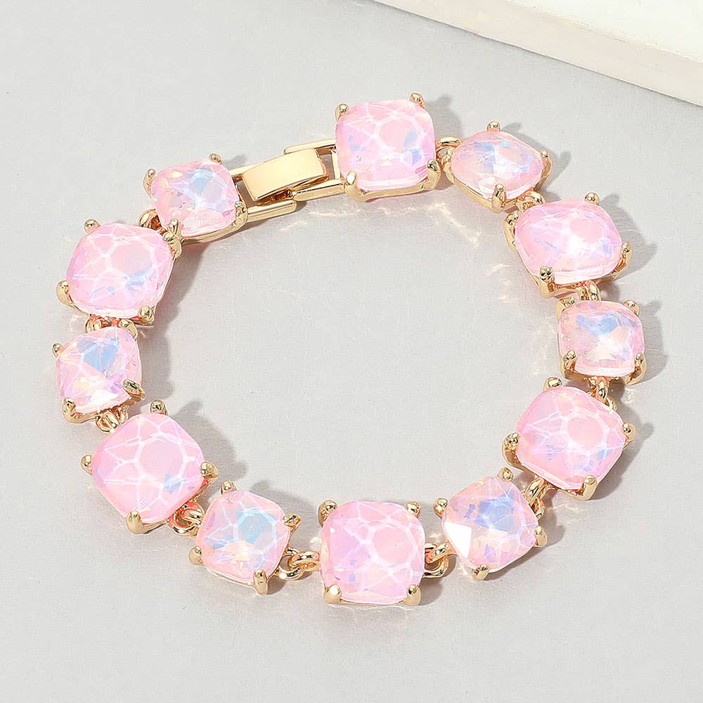 Cushion Square Stone Link Evening Bracelet