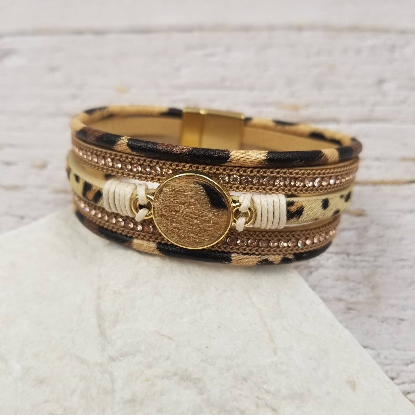 Leopard Magnetic Leather Bracelet