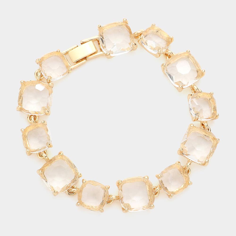 Cushion Square Stone Link Evening Bracelet