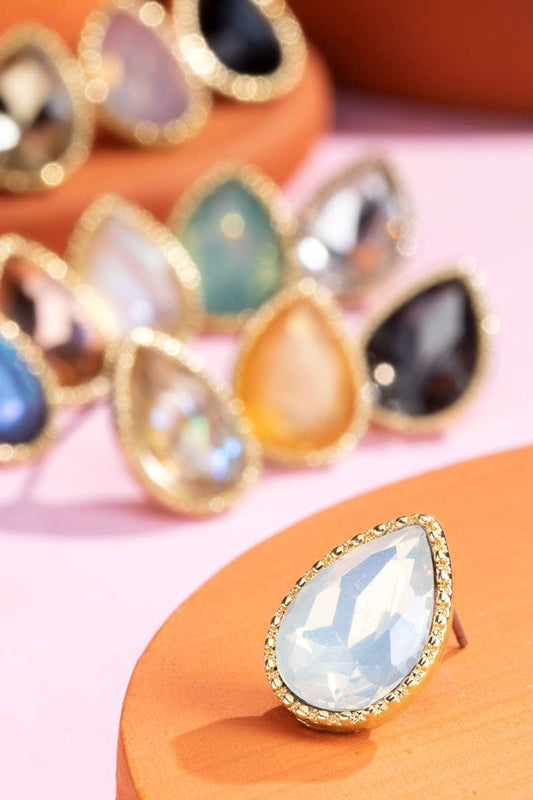 Glass Teardrop Stud Earrings