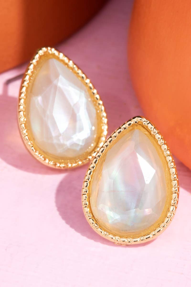 Glass Teardrop Stud Earrings
