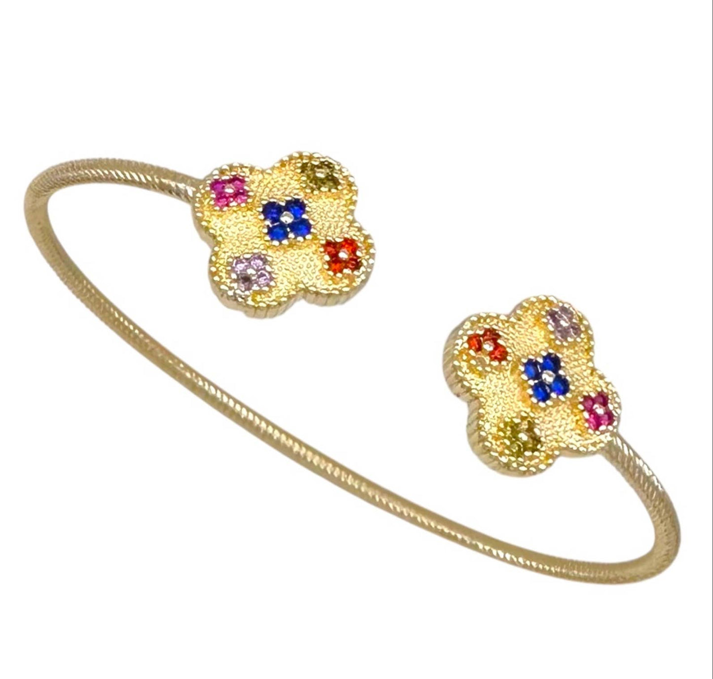 Colourful Pave Clover Cuff