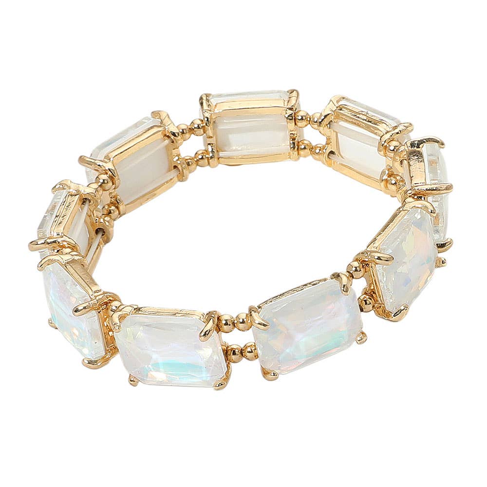 Cushion Rectangle Stone Stretch Evening Bracelet