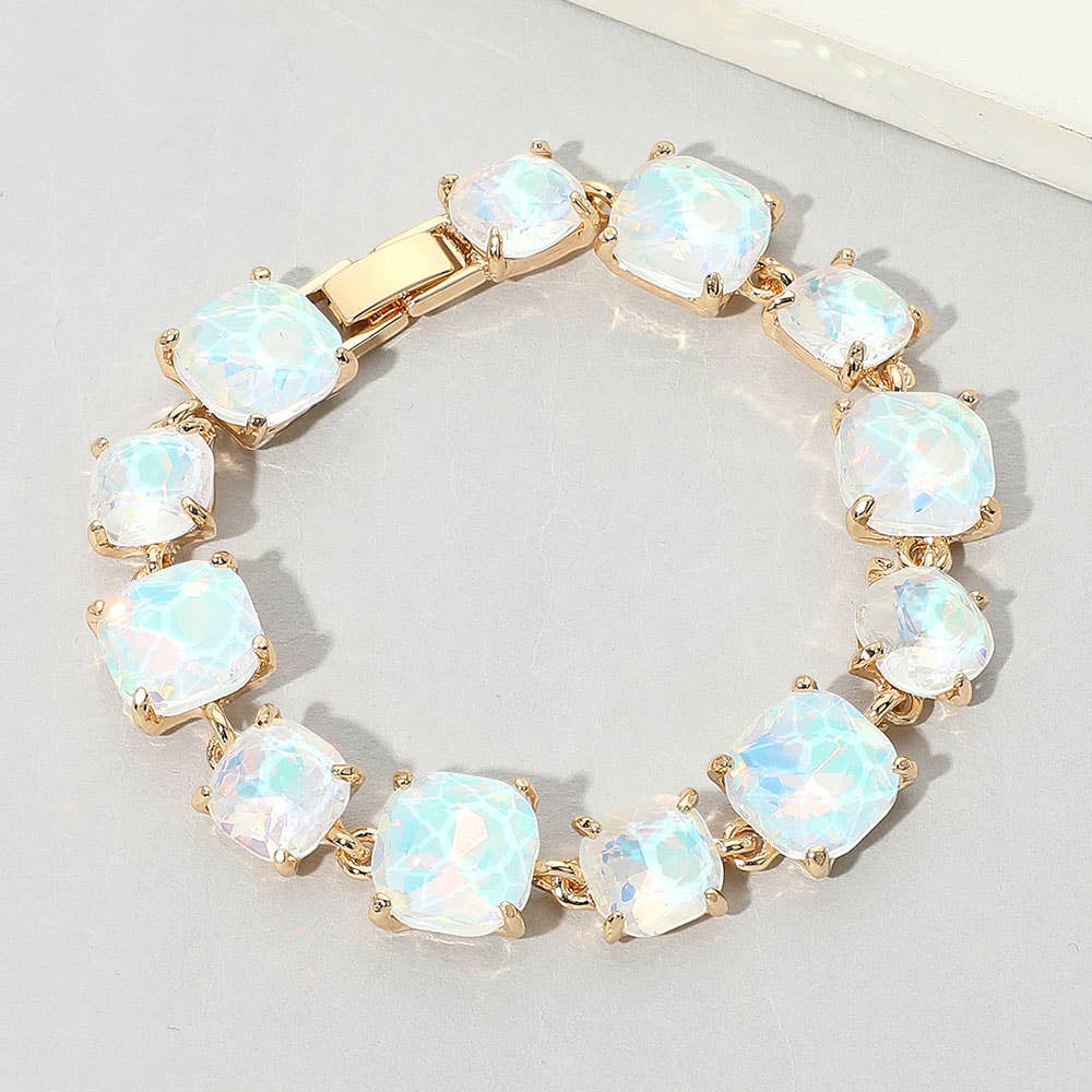 Cushion Square Stone Link Evening Bracelet