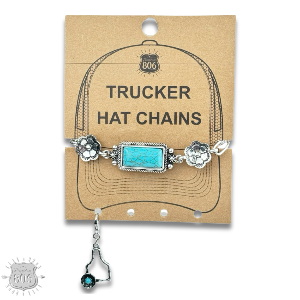 Stone rectangle trucker hat chain